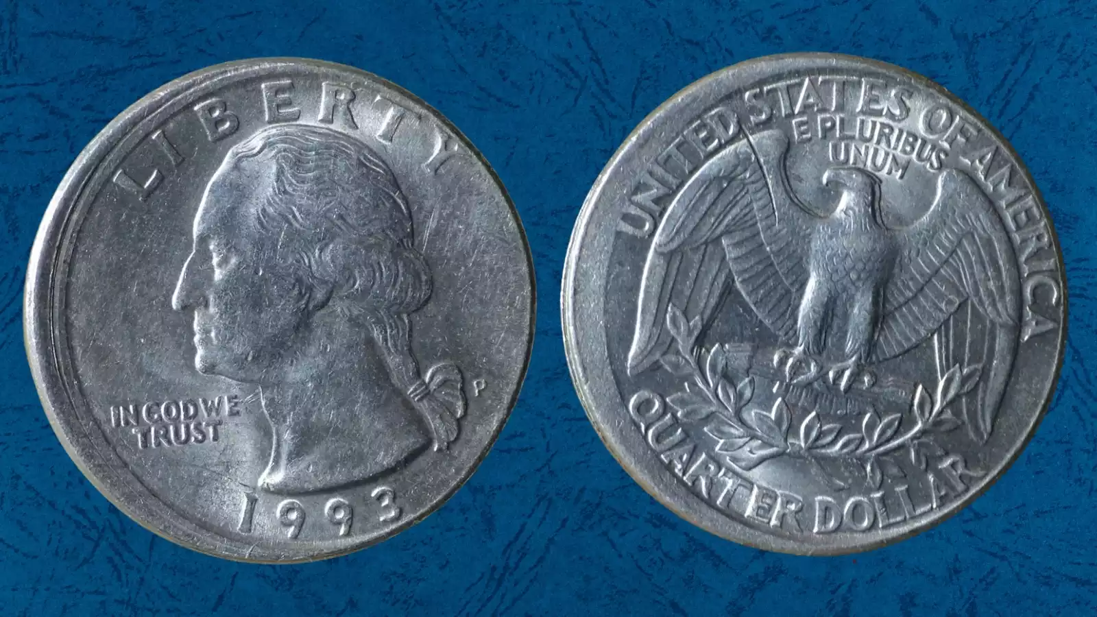 1993 quarter off-center strike error showing Washington portrait shifted significantly with blank planchet crescent